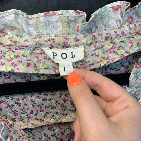 POL Delicate Floral Print Cottagecore Long Sleeve Sheer Dress, size L - Picture 2 of 12